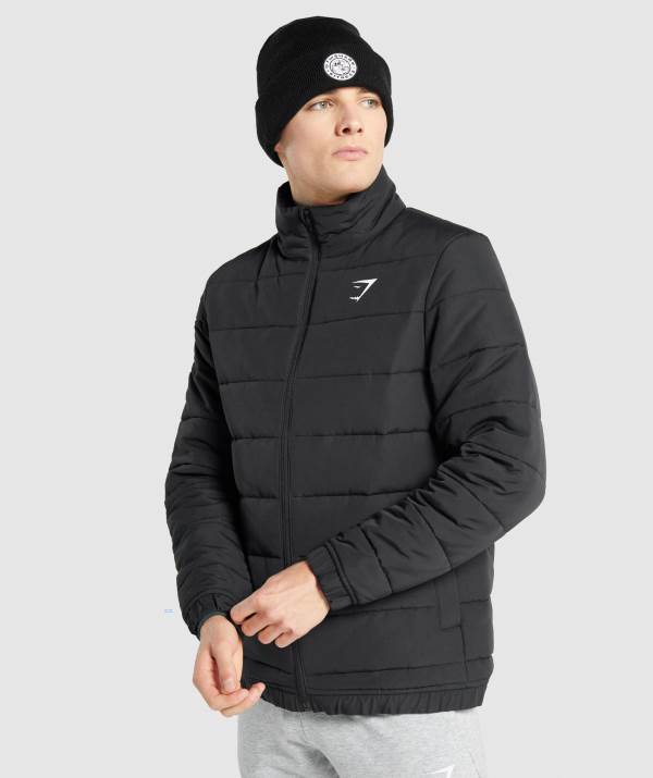 Panske Bundy Gymshark Crest Puffer Čierne | MX9416208